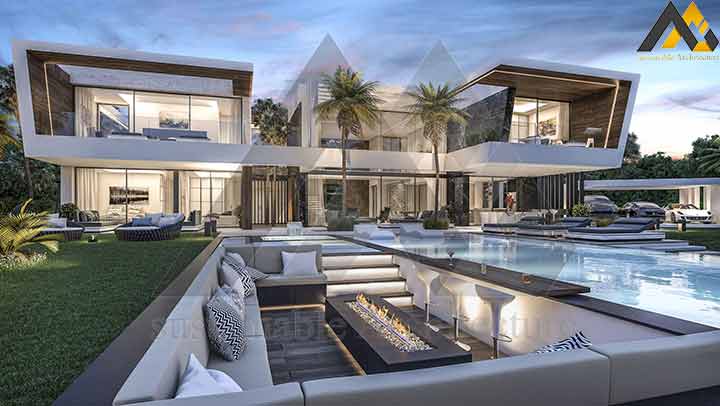 Modern style duplex villa plan