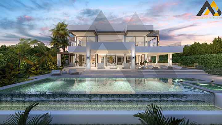 modern style triblex villa