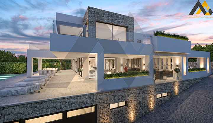 modern style triblex villa