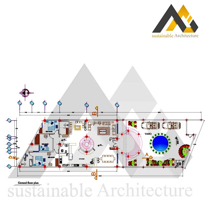 residential executive plan with 12 width