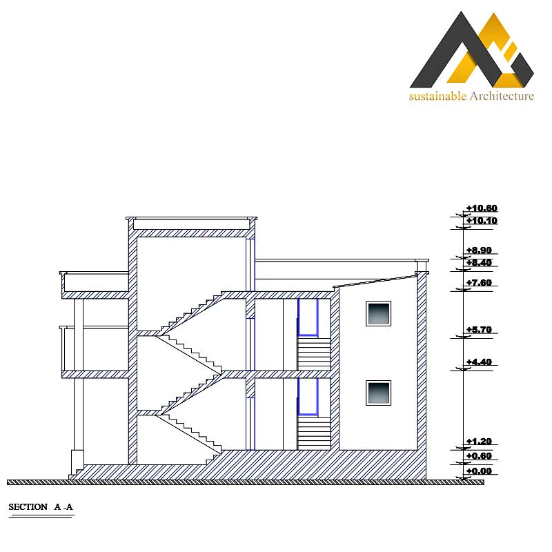Two storeys duplex residential building plan