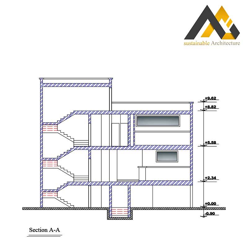 Three storeys residential apartment plan