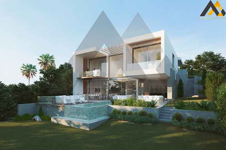 The modern 2 storeys villa design