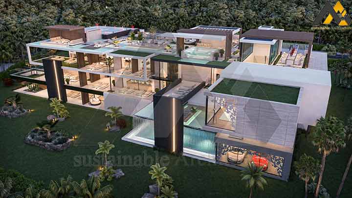 Three storey modern villa executive plan