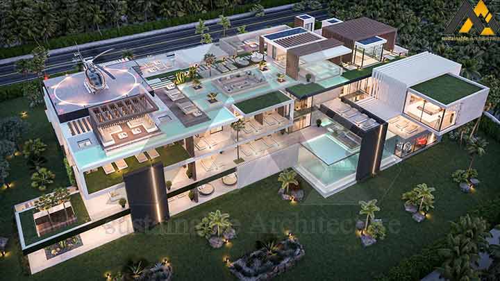 Three storey modern villa executive plan