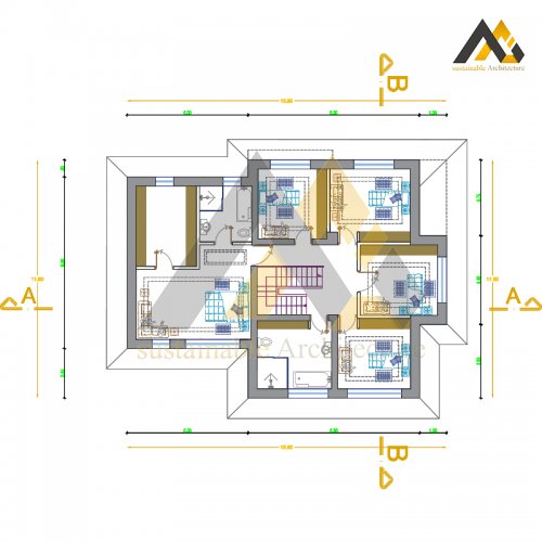 Amazing plan of a two storey villa with 19 width