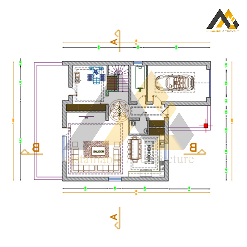 Plan of 2 storeys villa