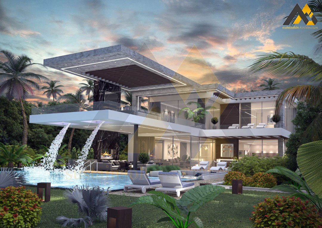 Modern style luxury villa garden design