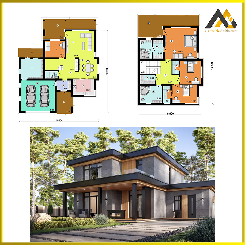 Duplex villa plan design